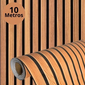 Papel de Parede Alto Adesivado Ripado Impermeável 10m