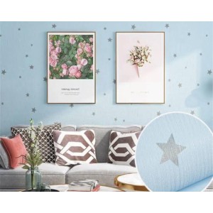 Papel de Parede Alto relevo adesivado Azul estrelado, Impermeável